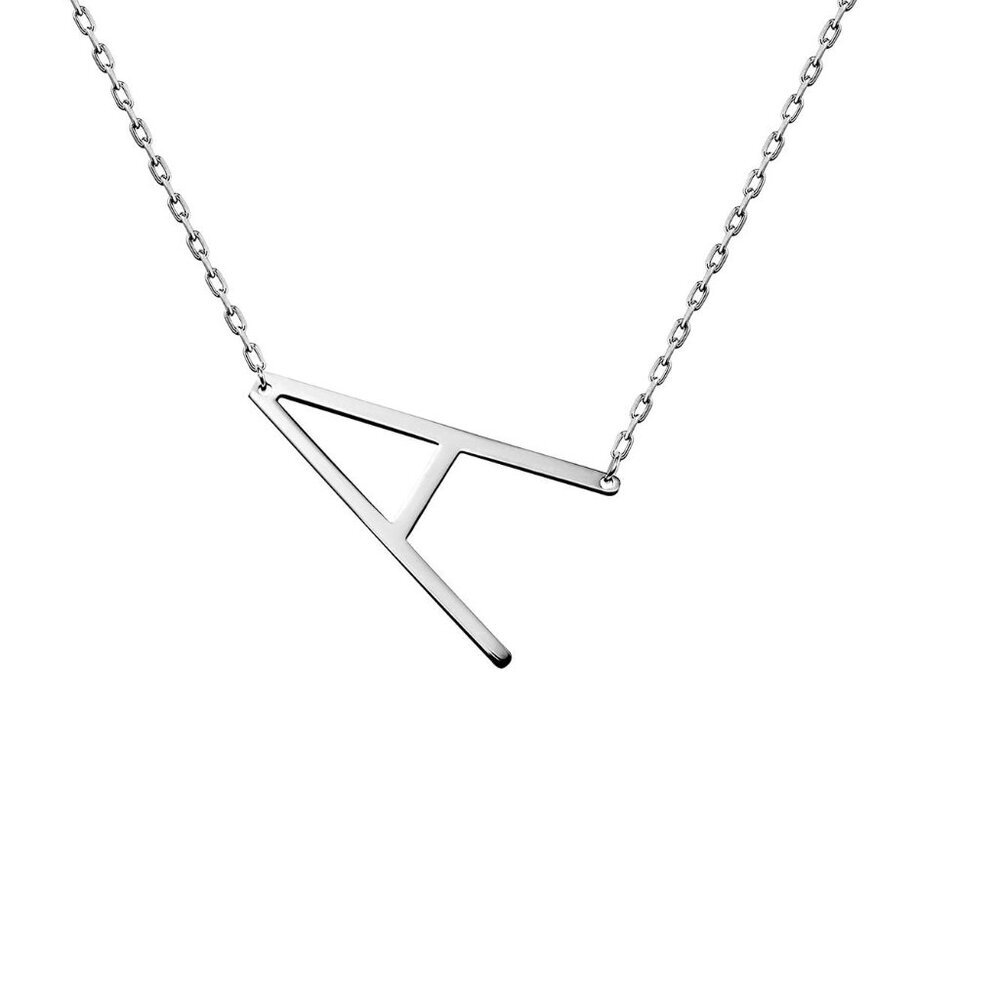 Stainless Steel Initial Letters Necklace for Women Color 18k Gold-plated Silver-